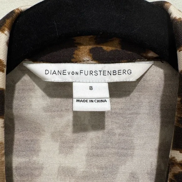 Diane Von Furstenburg Leopard Silk Jersey Print Wrap Dress